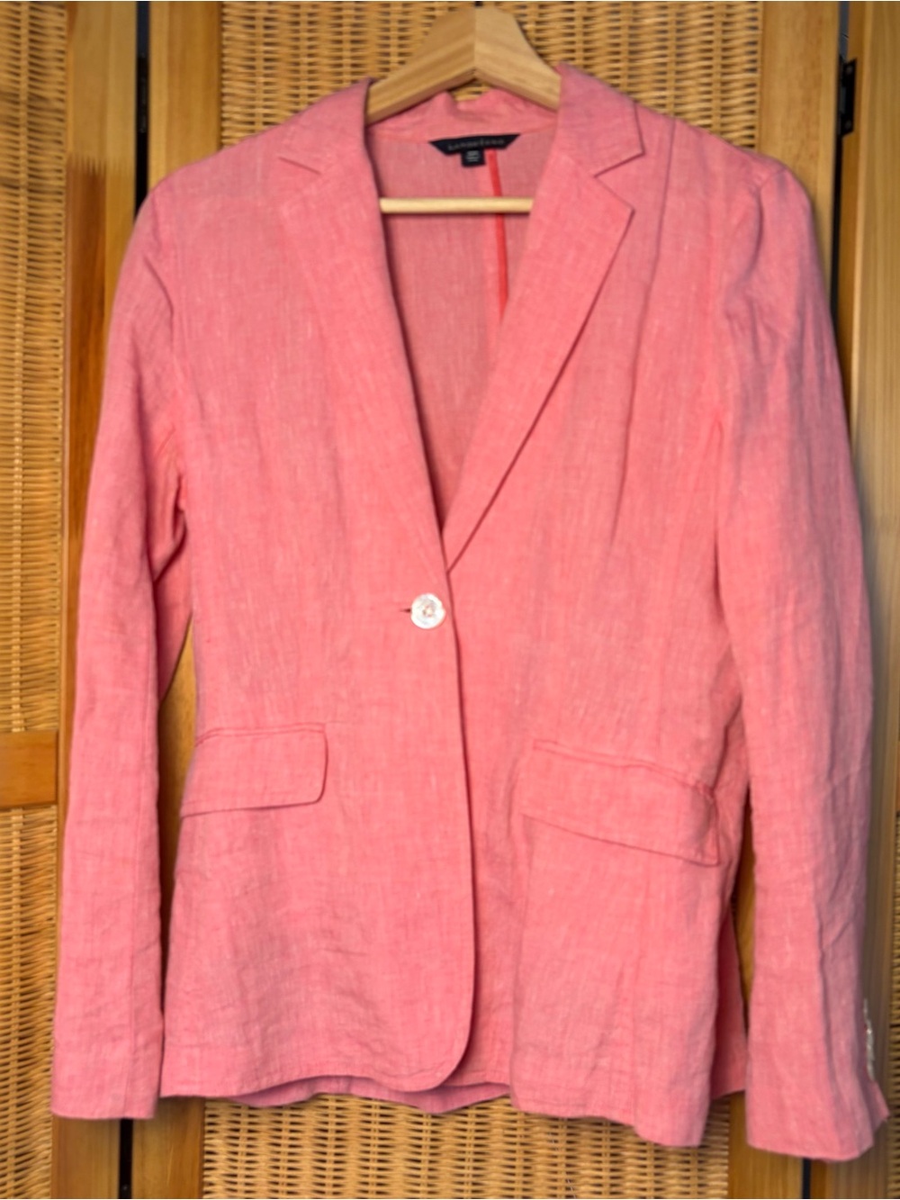 Lands End Women’s Coral-Pink Linen Single-Button Blazer